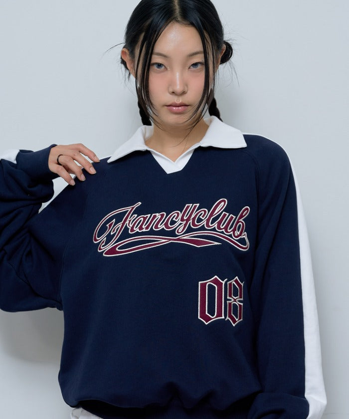 08 RUGBY COLLAR SWEATSHIRT (NAVY)